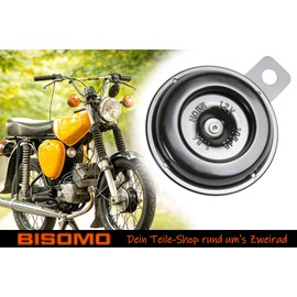 Universal Horn 12 V 1.5 A DC Diameter 65 mm Volume 105 dB for Simson S50, S51, S70, SR50 Horn with E-mark Black (2)