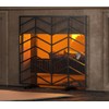 Fire Beauty Single Panel Handcrafted Wrought Iron Mesh Chevron Fireplace