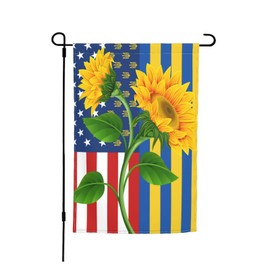 I Love Ukraine Flag American Sunflower Patriot Garden Flag 12x18 In Fade Proof Outdoor/Inside Breeze Flag Garden House Home Decor Holiday Yard Sign