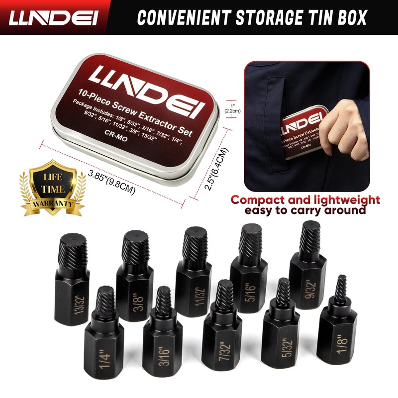 LLNDEI Screw Extractor Set, Hex Head Easy Out Set 10
