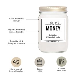 You Nique Designs Money Candles - Premium White Soy Candle for Home Scented, Cash Candle, 8 oz Lavender Candles for Women, Scented Gifts for Women, Men, Him, Her (Lavender & Vanilla)