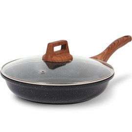 ESLITE LIFE Nonstick Ceramic Frying Pan Skillet with Lid, Non-Toxic Egg Omelette Kitchen Cooking Pans Compatible with All Stovetops (Gas, Electric & Induction), PTFE & PFOA Free (Black, 11" w/Lid)