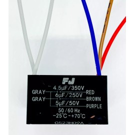 FJ CEILING FAN CAPACITOR CBB61 4.5uf+6uf+5uf 5 WIRE 350V