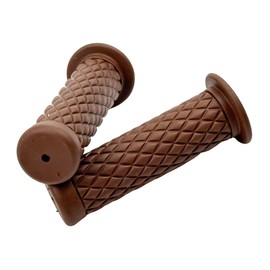 HTharros Bike Handle Grip, 0.9 inches (22.2 mm), Universal Handle Grip, Replacement, Rubber, Dress-Up Parts, Diamond Pattern, Left and Right Non-Piercing, Brown