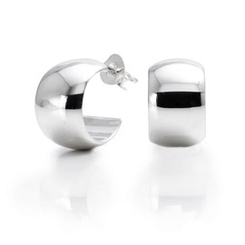 Silverly Women Men .925 Sterling Silver 8mm Half Cuff Band Stud Earrings, Sterling Silver