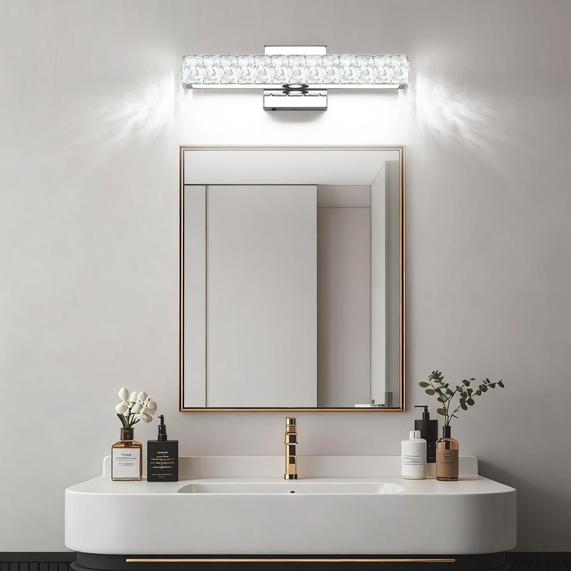 SOLFART Crystal Vanity Lights for Bathroom, 5 Color Adjustable Dimmable,16.5