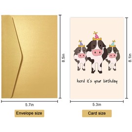 Obbyidk Funny Pun Herd Birthday Card for Women Men, Cute Cow Birthday Card for Friend, Heard It's Your Birthday