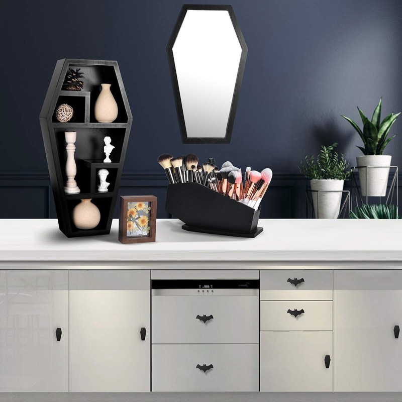 Gothvanity Gothic Bat Cabinet Knobs 8 Pack - Black Gothic