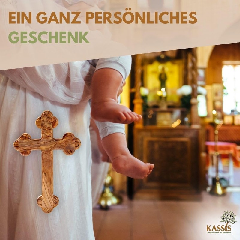 Kassis Geschenkartikel Olive Wood Cross Crucifix Wall Cross Simple with