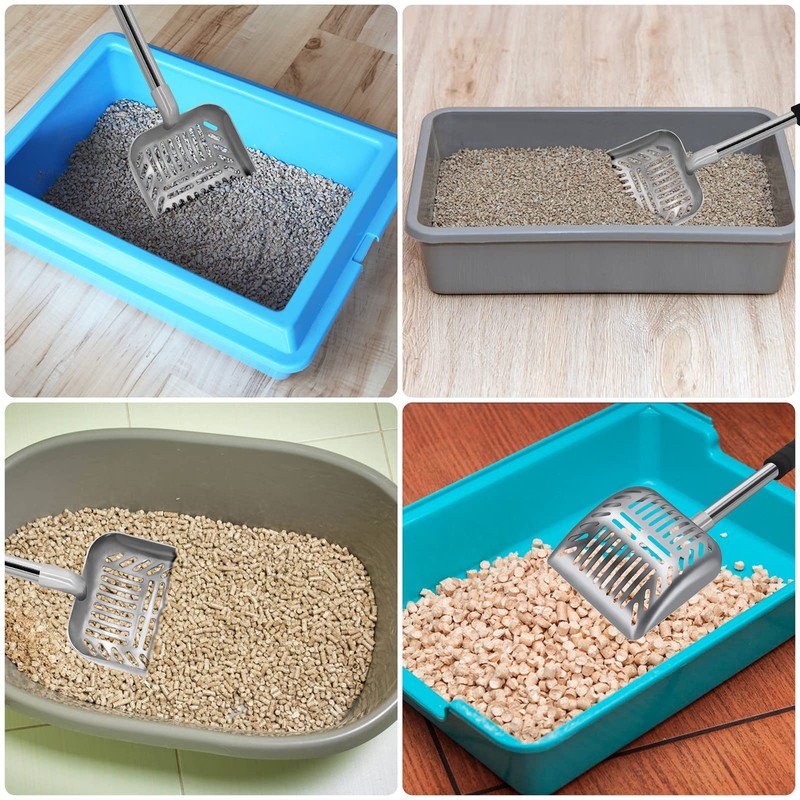 Acalu Cat Litter Scoop,Metal Long Handle Kitty Litter Coop Scooper,Heavy