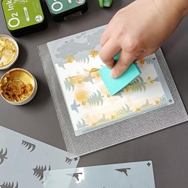 Alinacutle 1PC 7"X7" Multi-Use Non-Slip Sticky Mats Fit in Original-Size Stamp Positioning Tool,Aligning Tape-Free Stenciling Ink Blending,Photopolymer Mat for Centering&Tracing DIY Art