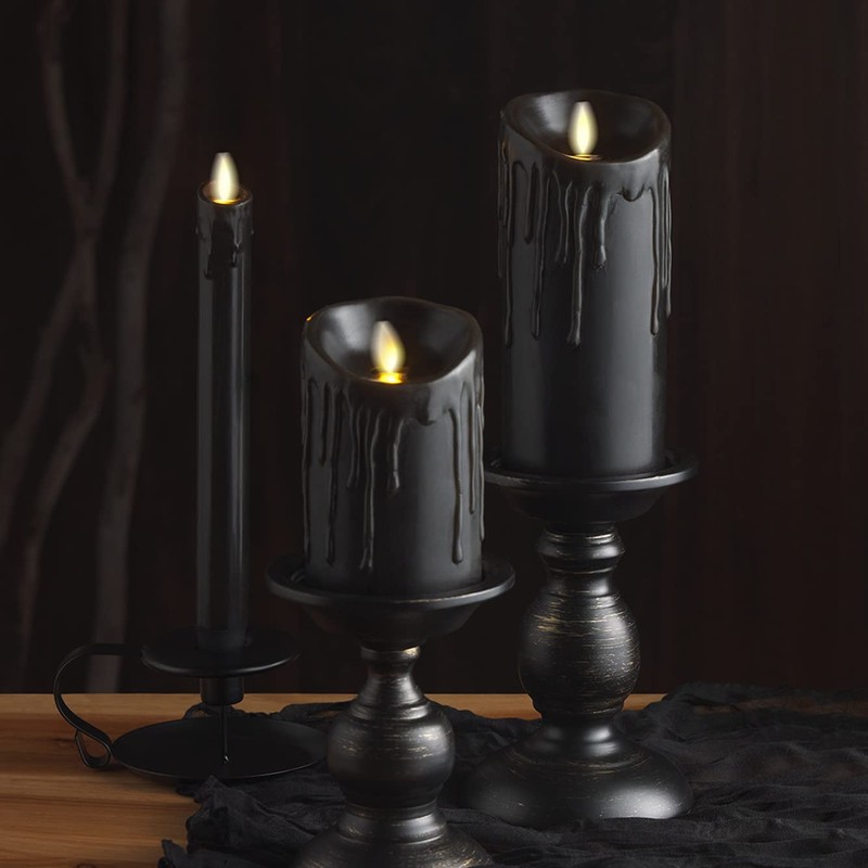 Luminara Wax Drip Flameless LED Candle, Black 3" x 4.5",