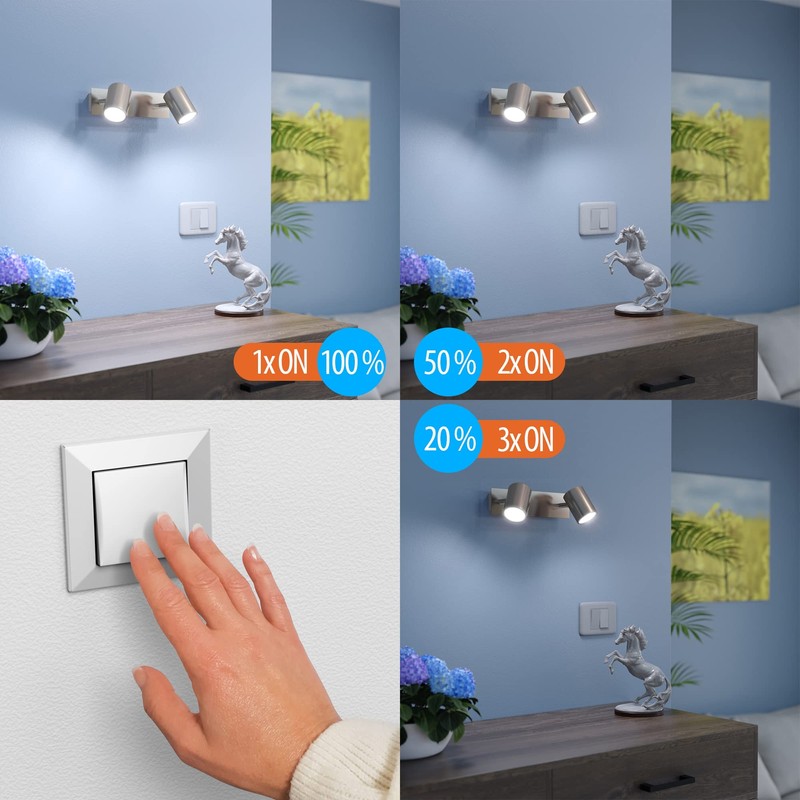 ledscom.de Wall lamp WAIKA, Two-Flame, with Switch, matt Chrome, incl.