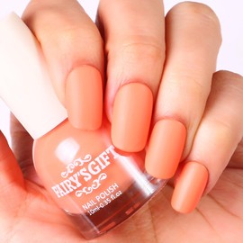 Matte Nail Polish Air Dry Nail Lacquer for Nail Art Varnish, Mist Effect Matte Finish Velvet Nail Polish, 0.35 fl oz (Orange-16, 10 ML)