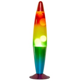 Rainbow Urban Shop, 16" Rainbow Lava Motion Volcano Lamp, White Wax, Rainbow Painted Met
