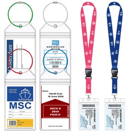 4 Pcs Cruise Luggage Tag Holders & 2 Pcs Cruise Lanyards with Waterproof Ship Card ID Badge Holder, Cruise Essentials 2026-2027 for Carnival, NCL, MSC, Princess, Royal Caribbean and Celebrity