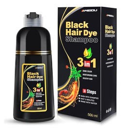 IIIMEIDU Champú de tinte para cabello negro 3 en 1 para cabello gris, champú de ingredientes herbales para teñir el cabello negro para mujeres y hombr