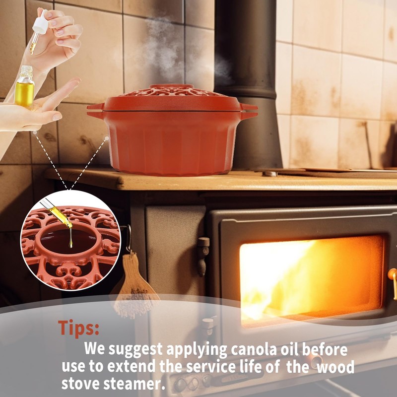 1MORE Wood Stove Steamer- Wood Stove Humidifier Cast Iron with