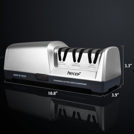 hecef Electric Knife Sharpener, Professional Kitchen Automatic Sharpener for Chef, 3-Stage, 15 Degree