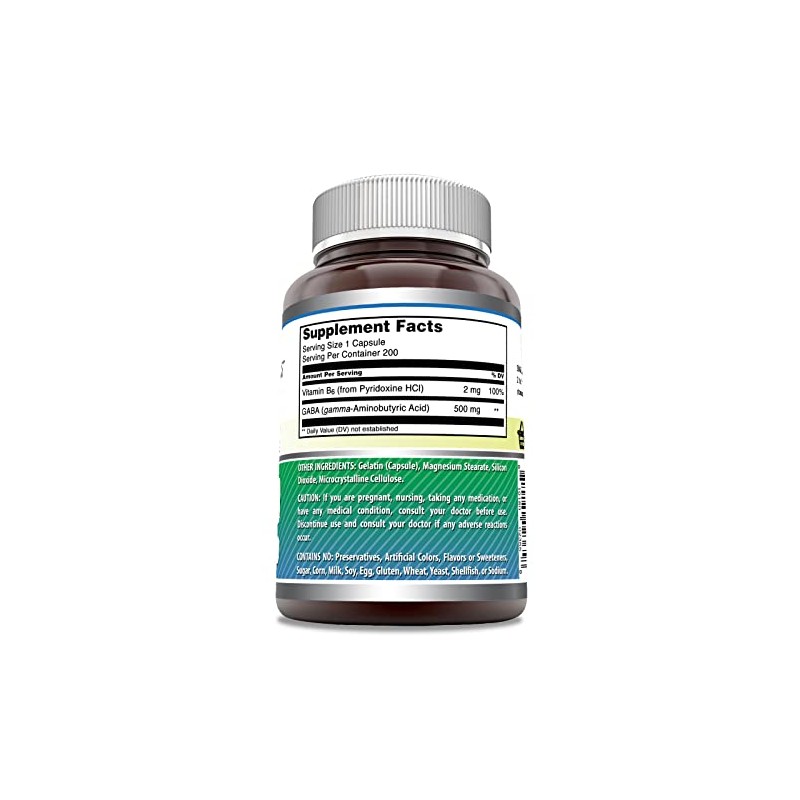 Amazing Formulas GABA (Gamma Aminobutyric Acid) with Vitamin B6 500mg