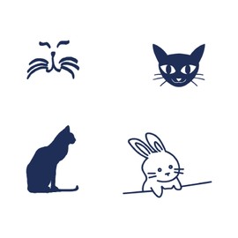 Tattwo.me - 2 Week Waterproof Plant Based Temporary Tattoos - 4 Cat Rabbit Designs to Cut Out - EU Compliant - Plant Based Ink - Tattoo Carrier Size: 5 x 5 cm (P0946)