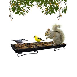 Backyard Essentials Mammoth Deck and Ground Feeder Tray - Metal Bird Feeder Tray for Cardinals, Finches Woodpeckers, Jays and Squirrels