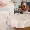 Japondi Beige Oval Fabric Tablecloth Cotton Polyester Fabric Washable Easy
