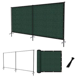 FLORALEAF 6'x12' Outdoor Privacy Fence with Iron Poles Rails Dog Fence for Garden Patio Backyard Yard Temporary Safety Barrier Chicken Metal Fence with Spikes, Green