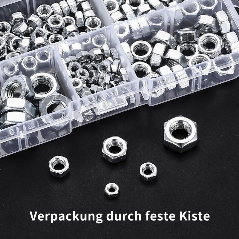 200 Pcs Hex Nuts M3 M4 M5 M6 M8 Nuts,