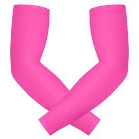 HDE Arm Sleeves for Men Women, Compression Sleeve Arm UV Protection Basketball Baseball Football Pink - M