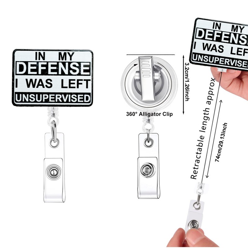 Carrete de identificación con texto en inglés "Funny Saying Badge