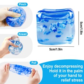 Stress Balls for Kids and Adults, Ice Cube Squeeze Fidget Toys, Squeeze Cube Sensory Toys, Enhanced Grip Strength Squeeze Ball Kids Toys, Blue Cube Anxiety Stress Relief Fidget Toy for Boys Girls