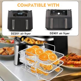 Airfryer Zubehör für Ninja Heißluftfritteuse Foodi Dual Zone AF300EU / AF400EU, Air Fryer Rack, Grillrost für Ninja, 304 überzogener Edelstahl