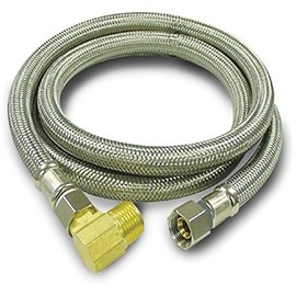 Kissler 88-2060 Braided Dishwasher Connector, 3/8-Inch by 3/8-Inch w/ 1/2-Inch Elbow, Stainless Steel