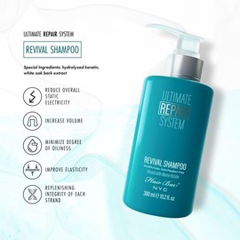 HAIR BAR NYC Ultimate Repair System Shampoo – Professional Repair & Restoration, Sulfate & Paraben-Free, Marine Keratin Infusion, pH-Balancing, Color-Safe, 16.9 fl oz (500 ml) (16.9)