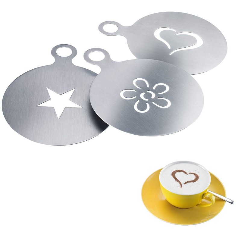 Westmark Dekorierschablonen-Set, 3-tlg., 3 verschiedene Motive, Cappuccino, ø 10 cm,
