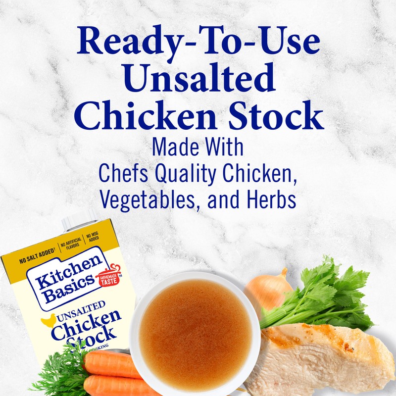 Kitchen Basics Unsalted Chicken Stock, 32 oz Carton, (Pack of