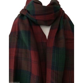 Purple Possum® Tartan Scarf Red Green Ladies Shawl Mens Fair Trade Cotton Checked Scarf, Fair Trade Plaid Wrap
