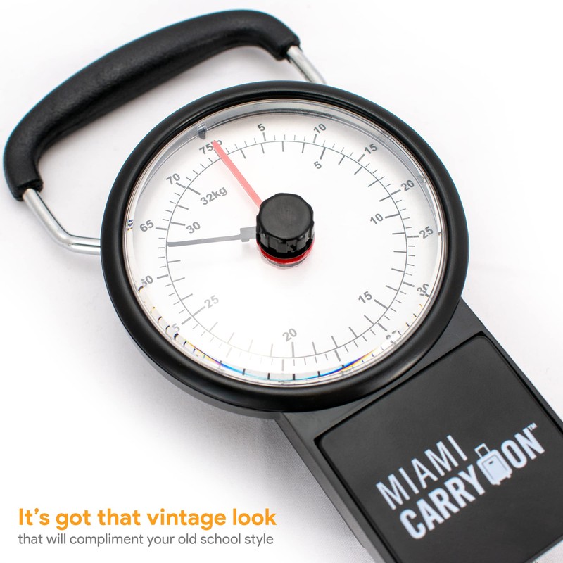 Mechanical Luggage Scale with Tape Measure, Up to 75 Pounds