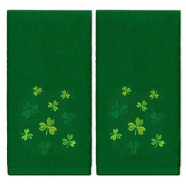 JarThenaAMCS 2Pcs Green St. Patrick's Day Hand Towels Cotton Embroidered Irish Shamrock Bathroom Towel Clover Absorbent Bath Towels for Spring Drying Cleaning Cooking, 29.5 x 13.7 Inch