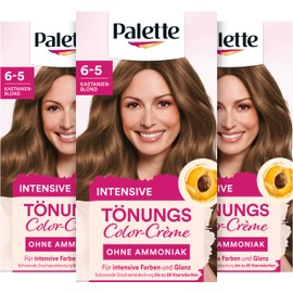Palette Tint Cream 6-5 Chestnut Blonde (3 x 115 ml), Temporary Colouration without Ammonia for Gentle Grey Hair Coverage, Hair Colour for Gradual Washing, Lasts up to 28 Hair Washes