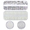 Azushwer 4 Boxes Nail Art Rhinestones, Nail Charms, Pearl Crystals