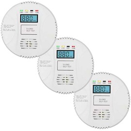 Carbon Monoxide Detectors,Vzmcov CO Monitor Alarm AA Batteries Powered (Not Included),with LCD Digital Display for Voice Alert for Home Office Basement Hotel Garage Kitchen Bedroom Living Room 3pack