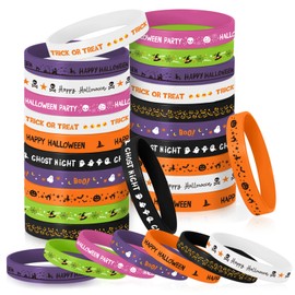 Mersper 60Pcs Wicked Silicone Bracelets Ghost Rubber Wristbands, Classroom Prizes Student Incentives for School Goodie Bag Stuffers Kids Teens (10 Designs)