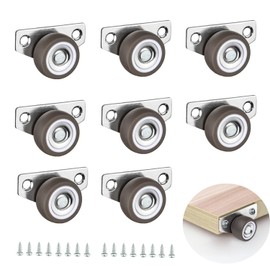1.25 inch Side Mount Rubber Casters Wheels Set of 8 Load Capacity Up to 280 LBS, Low Profile No Swivel Mini Castor Wheels for Wooden Furniture, Cabinet and Drawers