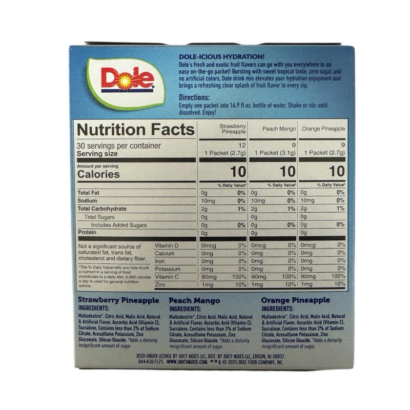 Dole Zero Sugar Powdered Drink Mix Tropical Variety Pack 2