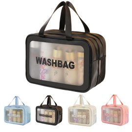 Zigihos Travel Makeup Bag, Cosmetic Bag Make Up Organizer Case,Large Wide-open Pouch for Women Purse for Toiletries Accessories Brushes,Wash Bag (Black)