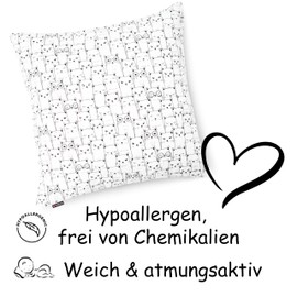 PinkZebra Children's Pillowcase 40 x 40 cm 100% Cotton Cushion Cover Boys Oeko-Tex Standard 100 Children's Covers with Zip Cats White