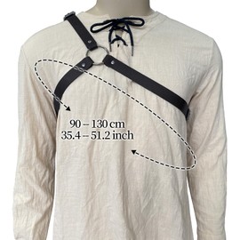 HiiFeuer Medieval Faux Leather Back Sword Frog, Adjustable Vintage Sword Holster, Medieval Back Sword Sheath Holster (Black A)