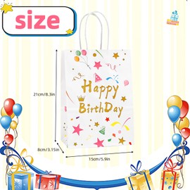 ATAMOW 24Pcs Birthday Party Favor Bags,Paper Goodie Bags,Birthday Gift Bags with Handle,Candy Bags,Birthday Treat Bags for Party Supplies Birthday Decorations
